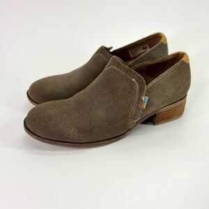 Toms Shaye Suede Slip-On Low Ankle Booties Shoes Dusty Gold Star 6